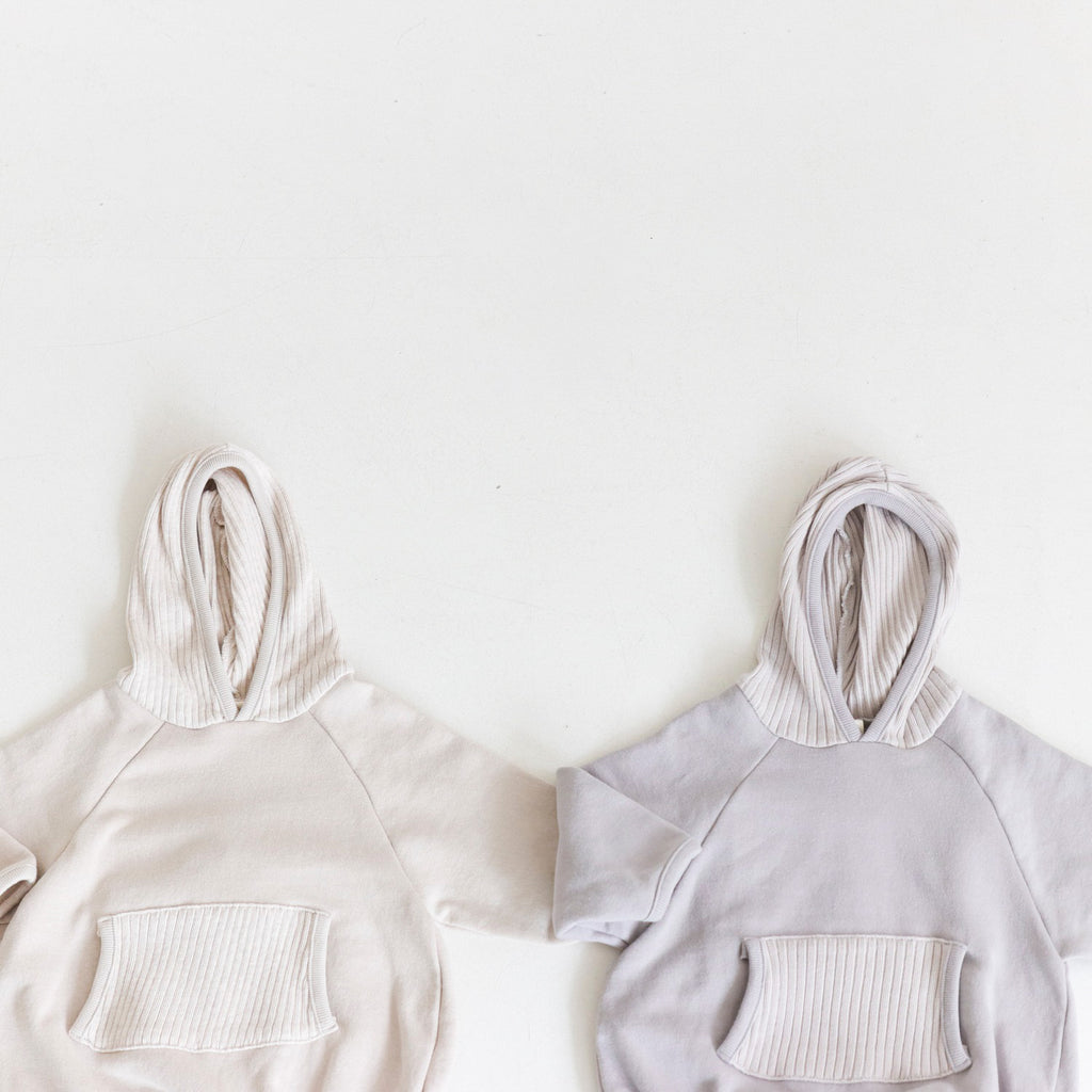 Ribbed Pocket Hooded Sweater Romper