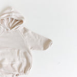 Ribbed Pocket Hooded Sweater Romper