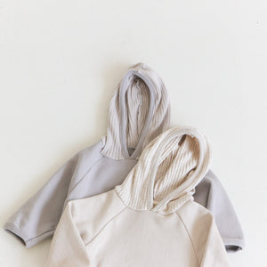 Ribbed Pocket Hooded Sweater Romper