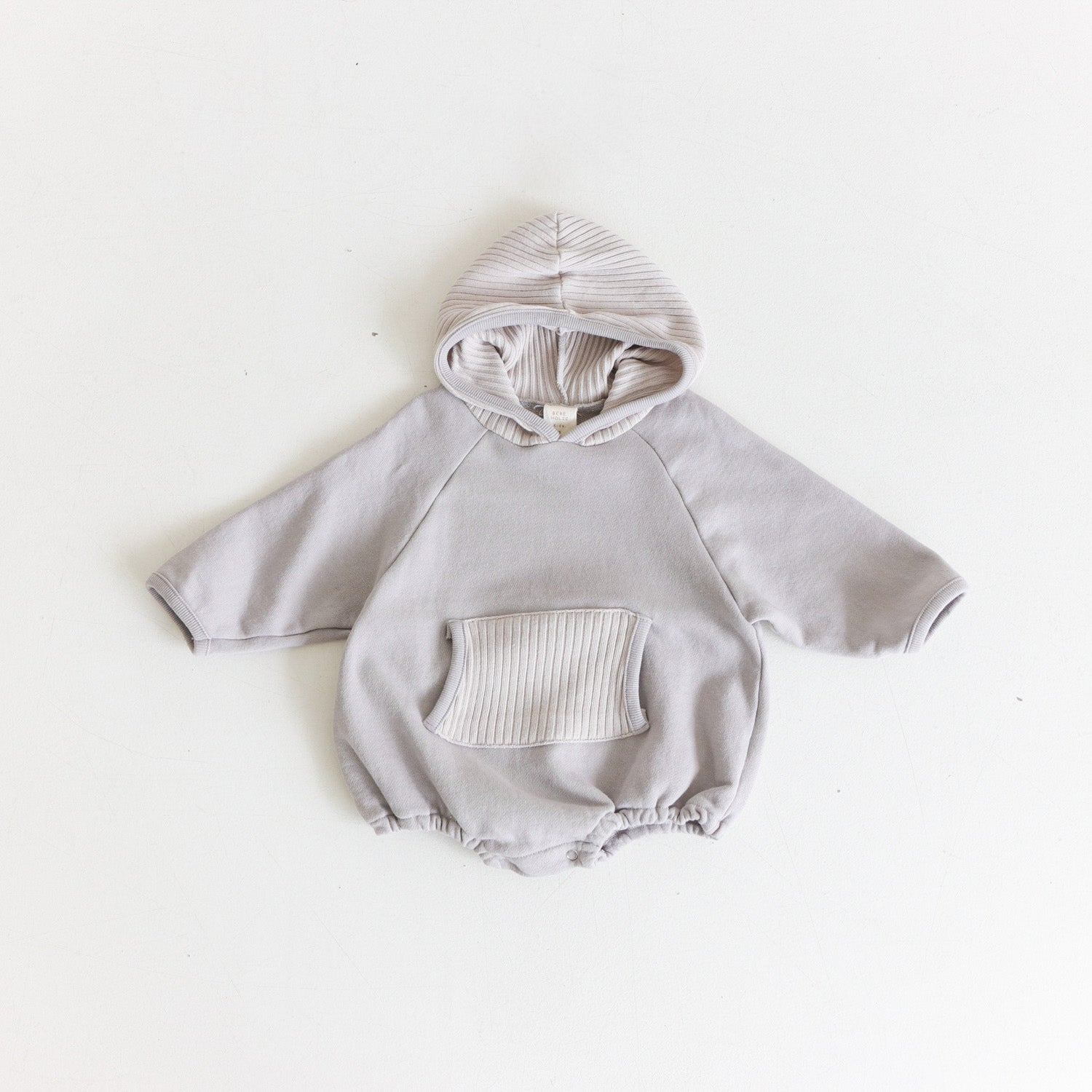 Ribbed Pocket Hooded Sweater Romper