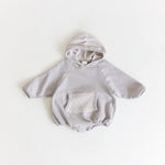 Ribbed Pocket Hooded Sweater Romper