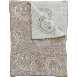 Smiley Taupe Checkered Blanket
