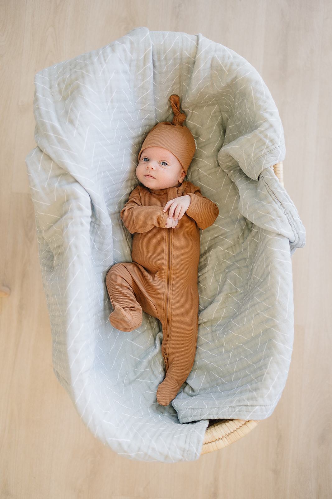 Mustard Organic Ribbed Newborn Knot Hat