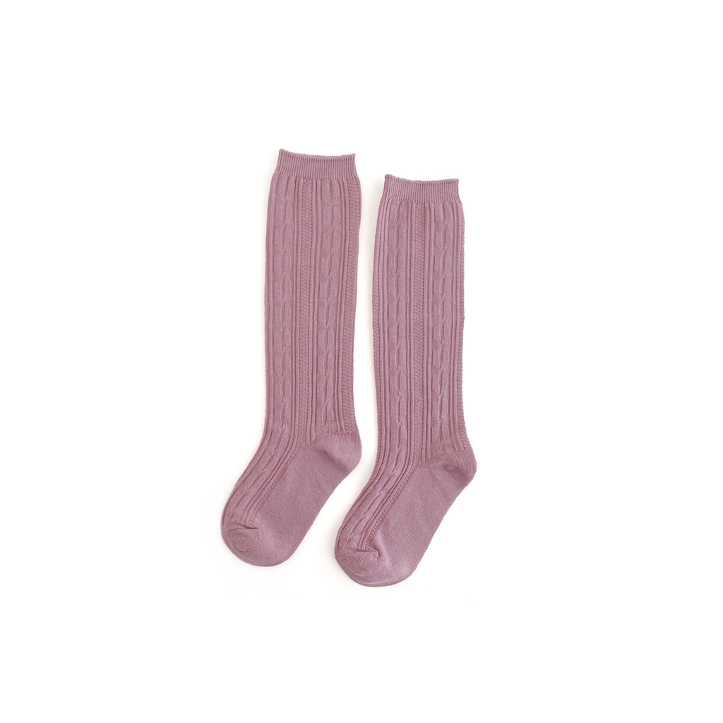 Dusty Rose Cable Knit Knee Highs