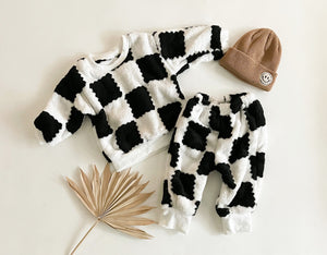 Teddy Black & White Check Set