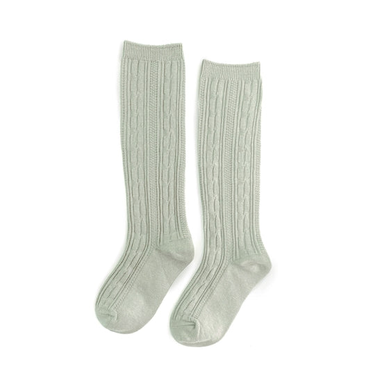 Sage Cable Knit Knee Highs