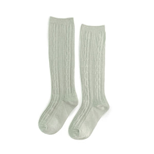 Sage Cable Knit Knee Highs