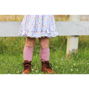 Dusty Rose Cable Knit Knee Highs