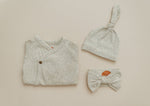 Natural Heather Newborn Ribbed Knot Beanie