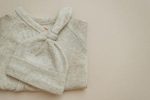 Natural Heather Newborn Ribbed Knot Beanie