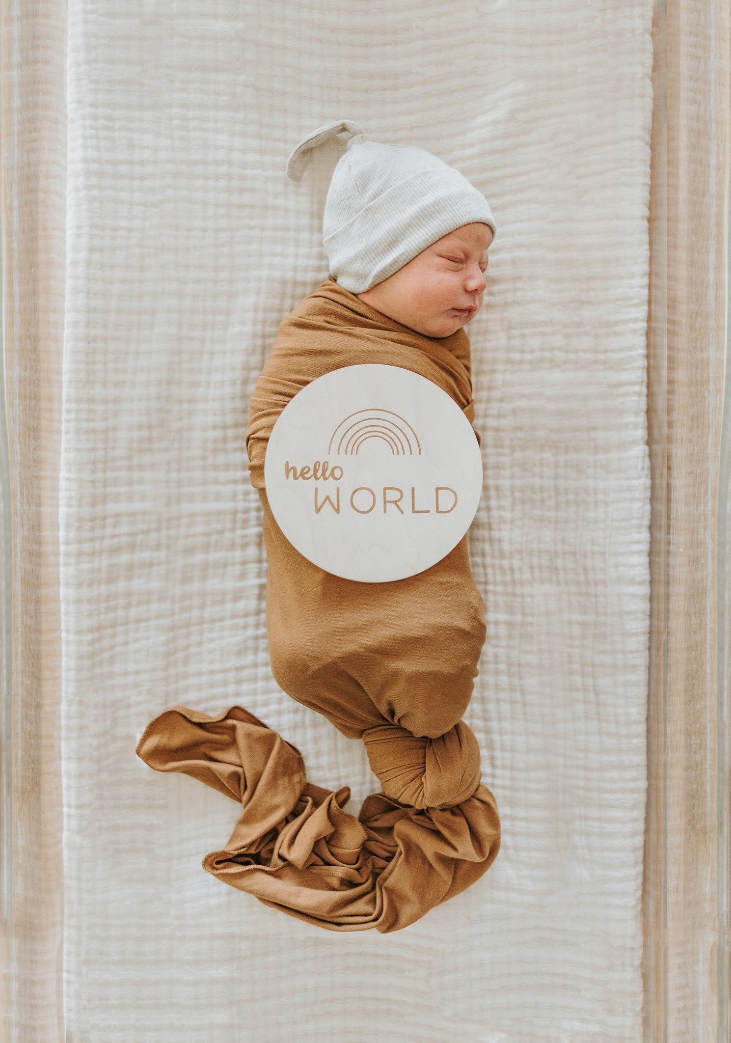 Natural Heather Newborn Ribbed Knot Beanie