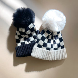 Checkered Pom Beanie