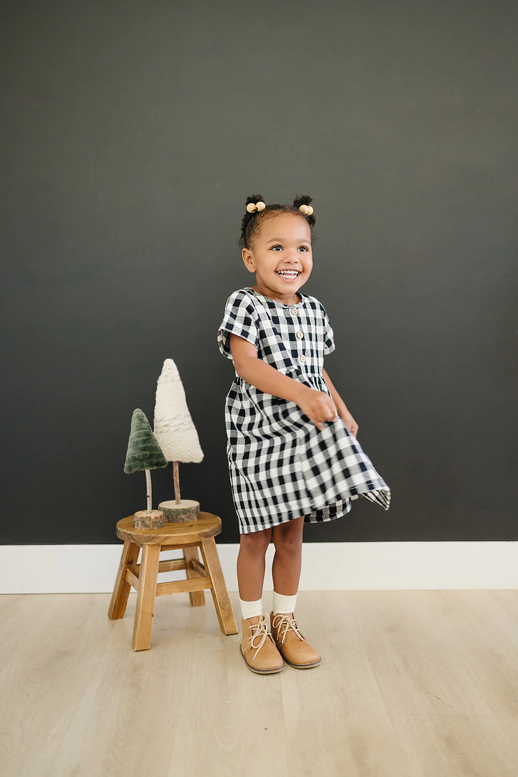 Black White Checkered Dress Roe Cru