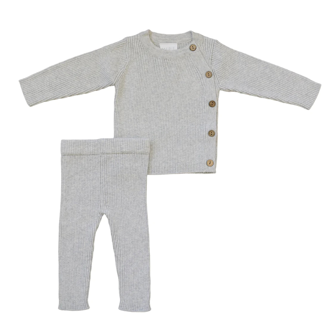 Heather Grey Ribbed Knit Layette Set