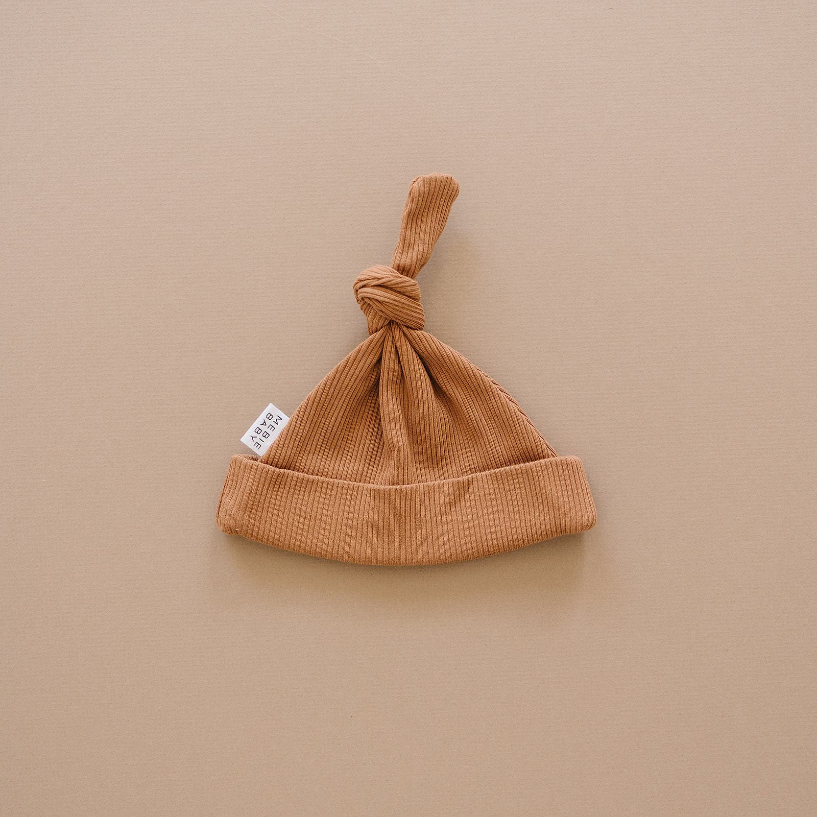 Mustard Organic Ribbed Newborn Knot Hat