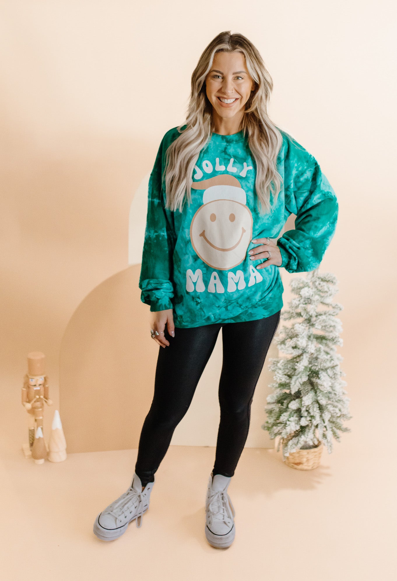 Jolly Mama ☺ Holiday Tie-Dye Pullover