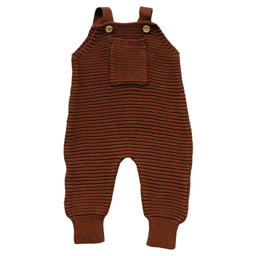 Rust Knit Pocket Overalls