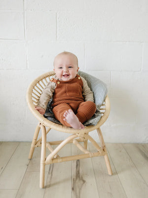 Rust Knit Pocket Overalls