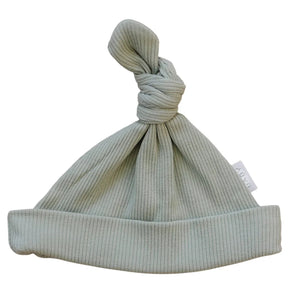 Sage Organic Ribbed Newborn Knot Hat